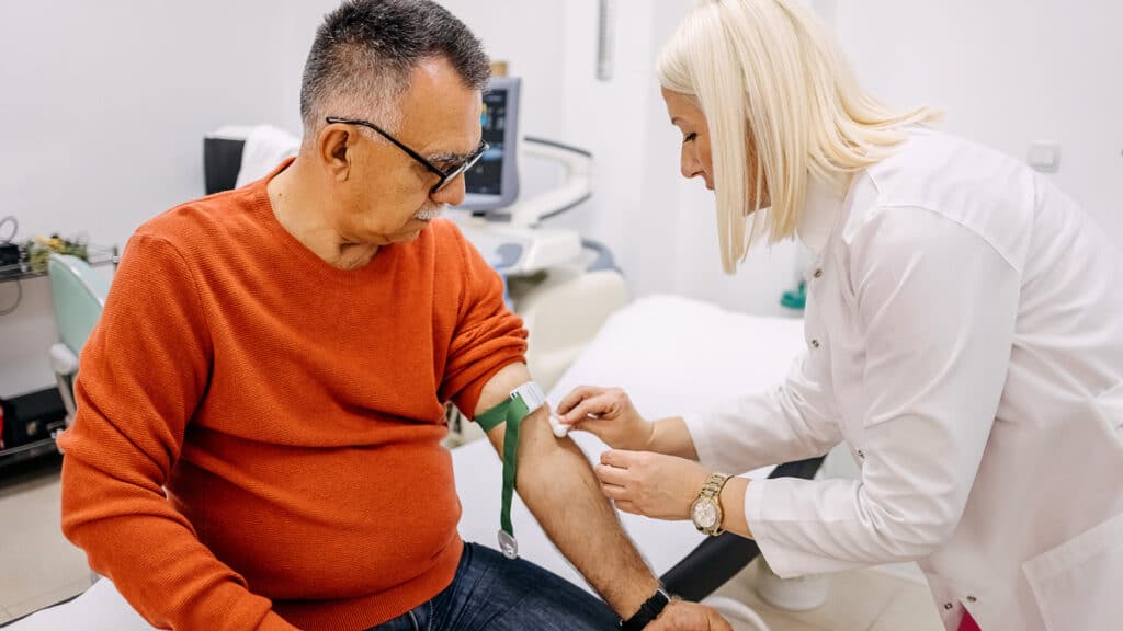 Man getting a PSA Test — a simple blood test for prostate cancer detection