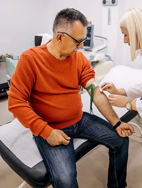 Man getting a PSA Test — a simple blood test for prostate cancer detection