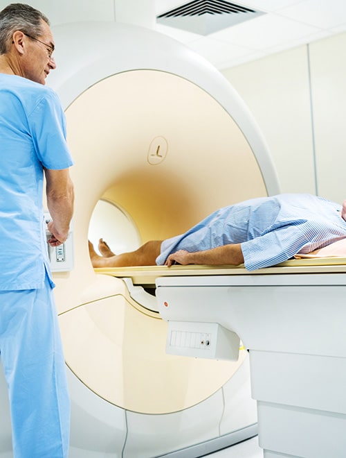 Man getting a PET / CT scan for his prostate cancer